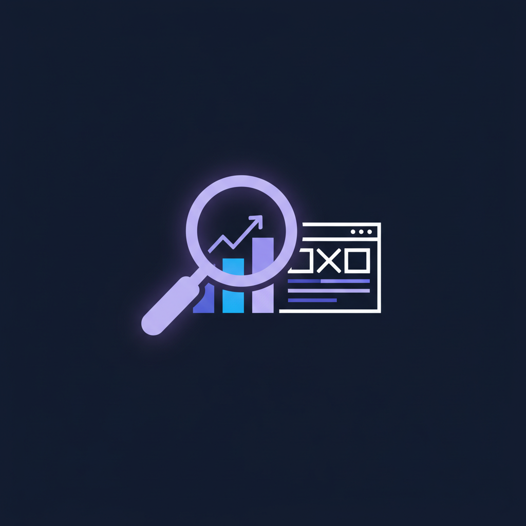 Magnifying glass over a rising bar chart representing an SEO audit